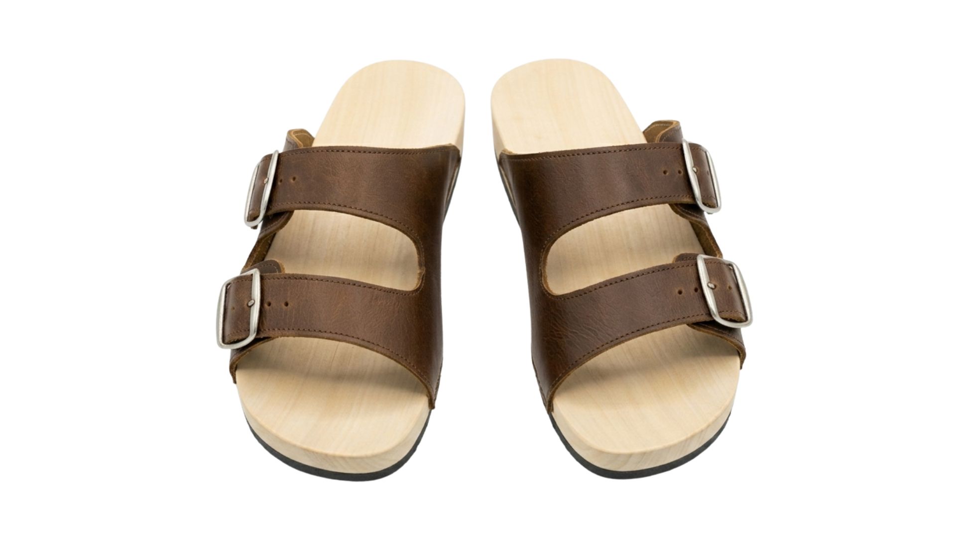 NaturaFlex Uni leseni cokli iz naravnega usnja NaturaFlex Uni leseni cokli iz naravnega usnja